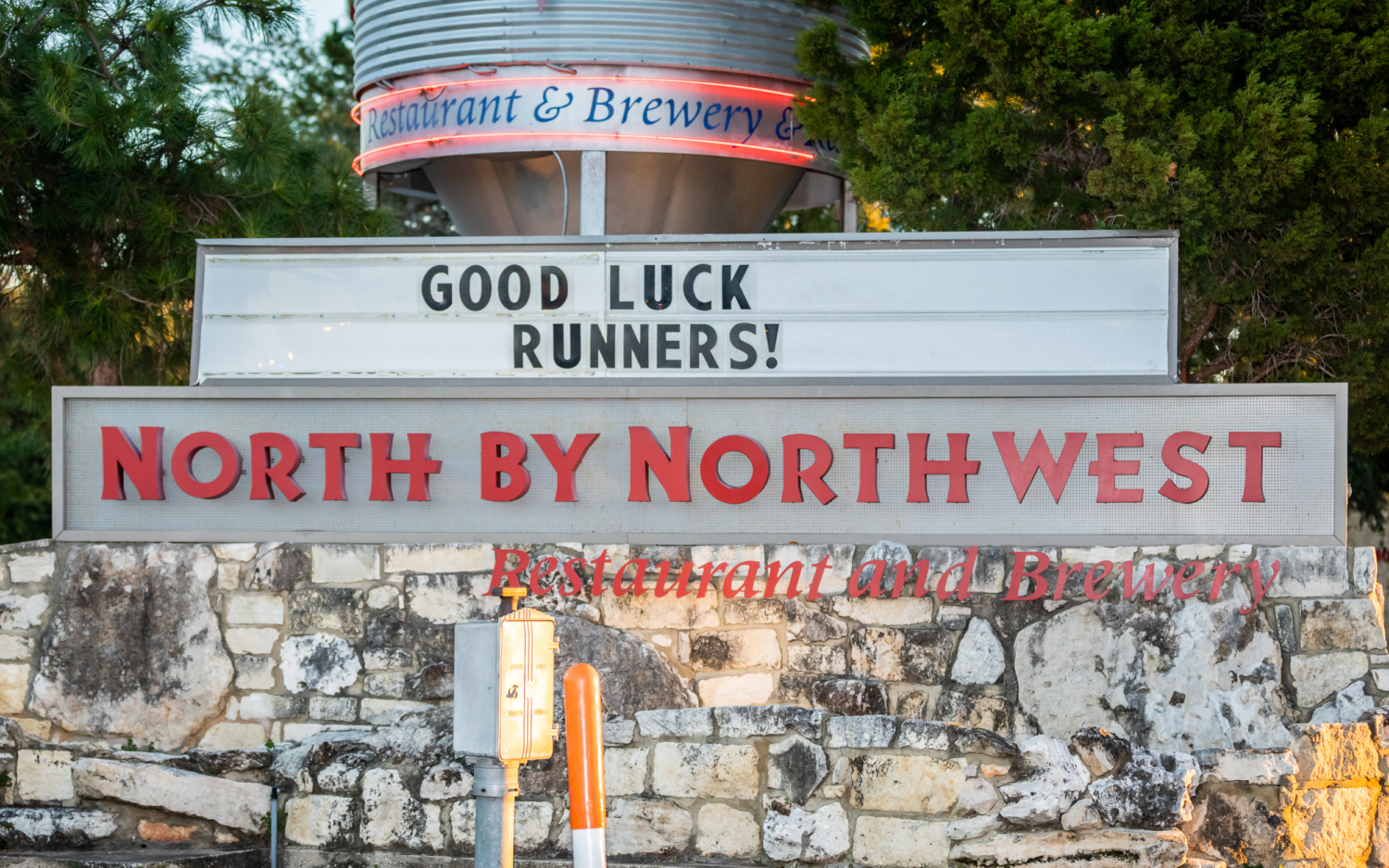 North by Northwest sign greets runners during the 2019 3M Half Marathon. Check out the various locations in this blog post along the 3M Half Marathon course and get to know Austin.