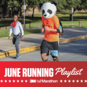 Image of runner competing during the 2020 3M Half Marathon. Below the image is text reading June Running Playlist introducing the 3M Half Marathon's newest monthly playlist.