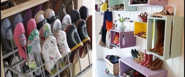 Two different DIY racks that provide examples of different ways to organize your running shoes. Click on the image's link to visit 3M Half Marathon's Pinterest page for more ideas.